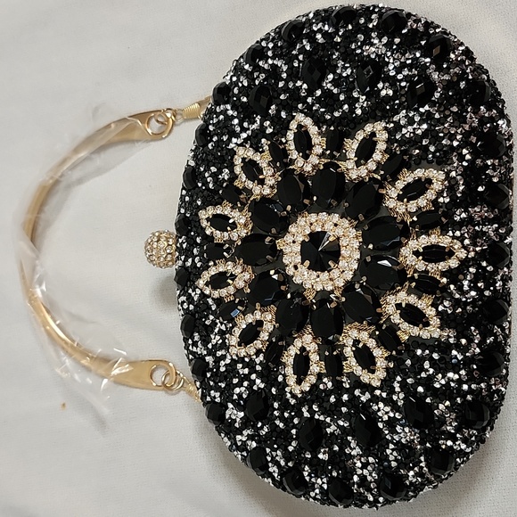 Elegant Black and White Crystals RAMLA Convertible Bag